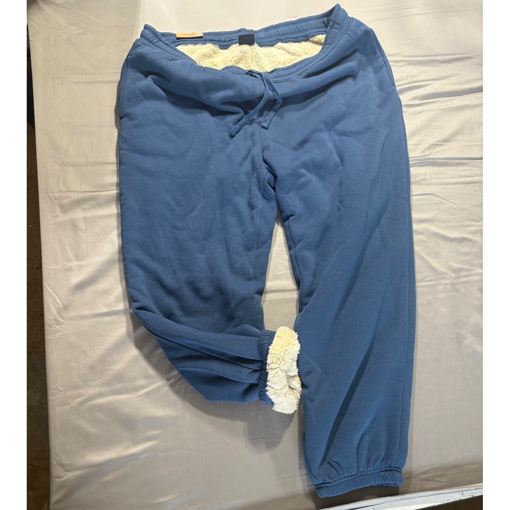 Eddie Bauer Mens XXL Faux Shearling Lined Jogger Blue Sweatpants EB010625 NWT